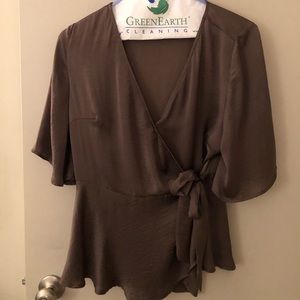 Olive short sleeve blouse